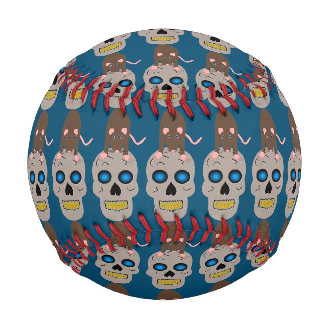 Pelota De Béisbol Calavera gótica y Rat Halloween (Reverso)