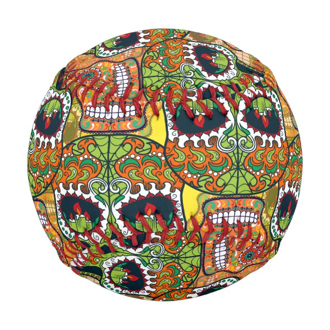 Pelota De Béisbol Calaveras de azúcar (Anverso)