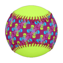 Pelota De Béisbol Calaveras y huesos cruzados personalizables