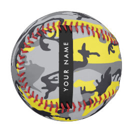 Pelota De Béisbol Camuflaje amarillo y gris Tu nombre personaliza