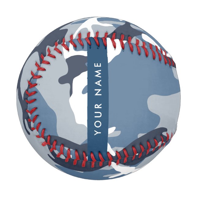 Pelota De Béisbol Camuflaje azul de nieve de invierno Tu nombre pers (Anverso izquierdo)