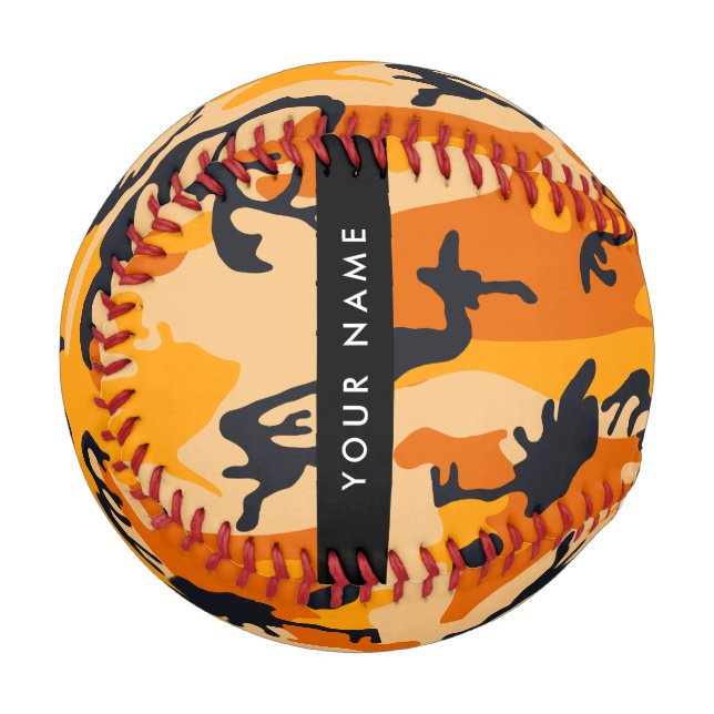 Pelota De Béisbol Camuflaje naranja Su nombre Personaliza (Anverso izquierdo)