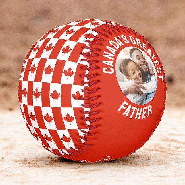Pelota De Béisbol Canadá: Día del padre con la bandera canadiense de (Canada Maple Leaf Canadian Flag Father's Day Baseball)