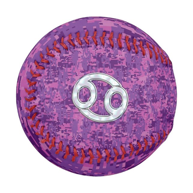 Pelota De Béisbol Cáncer moderno Rótulo Zodiaco Camuflaje Digital Ro (Anverso izquierdo)