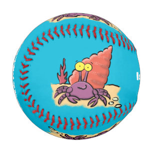 Pelota De Béisbol Cangrejo ermitaño gracioso personalizado morado