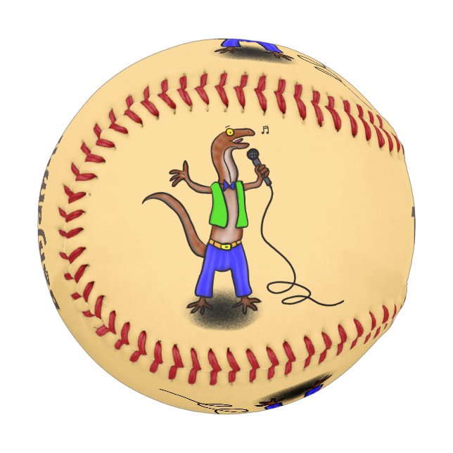 Pelota De Béisbol Canto gracioso de lagarto con personalizado de mic (Anverso izquierdo)