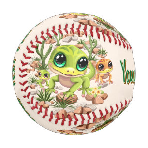 Pelota De Béisbol Caracteres de dibujos animados de Baby Geckos Cute