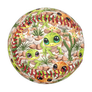 Pelota De Béisbol Caracteres de dibujos animados de Baby Geckos Cute