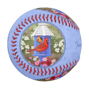 Pelota De Béisbol Cardenales y azul de la casa de aves redonda