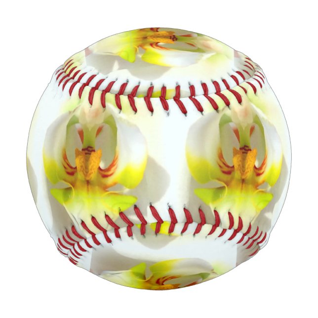 Pelota De Béisbol cerrar orquídeas amarillas y blancas Thunder_Cove (Anverso)