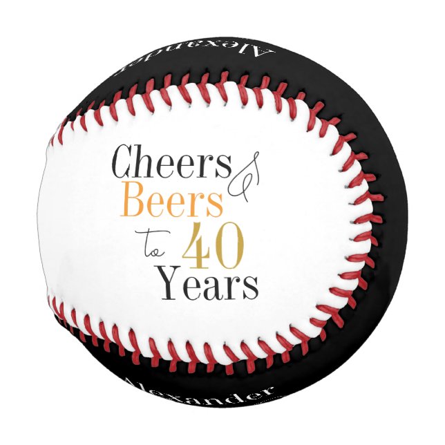Pelota De Béisbol Cervezas personalizadas de 40 años mínimo (Anverso derecho)