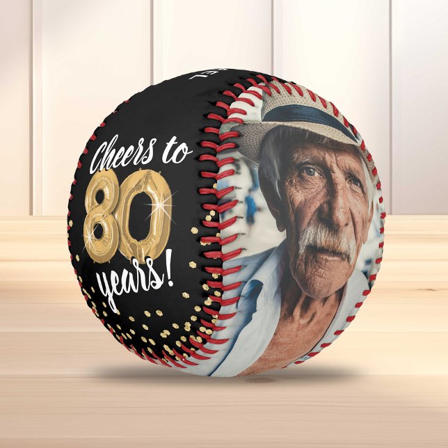 Pelota De Béisbol Cheers to 80 Years - 80th birthday Photo (Subido por el creador)