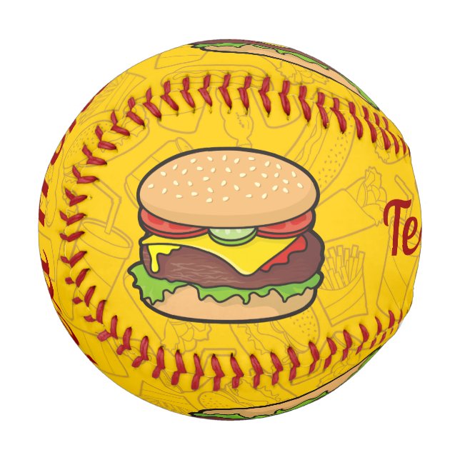 Pelota De Béisbol Cheeseburger Baseball (Reverso derecho)