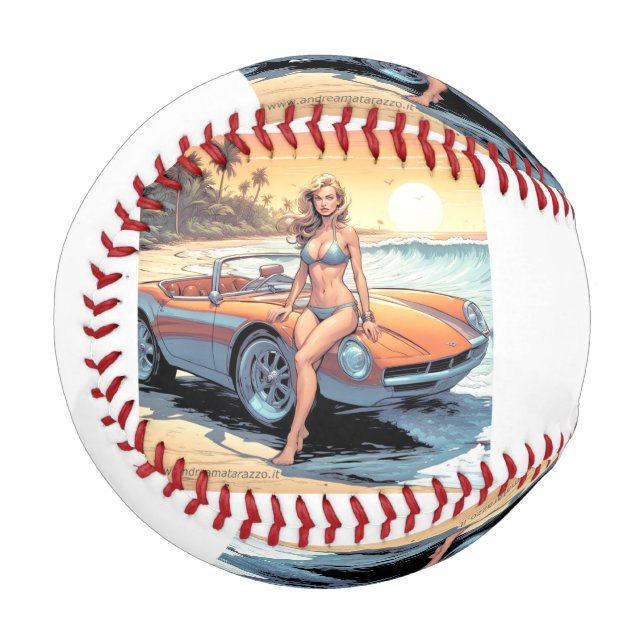 Pelota De Béisbol Chica con coche deportivo (Anverso izquierdo)
