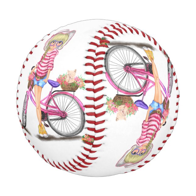 Pelota De Béisbol Chica de Béisbol con Bicicleta Rosa (Angular)