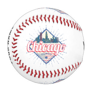 Pelota De Béisbol Chicago Illinois Estados Unidos Retro Skyline USA