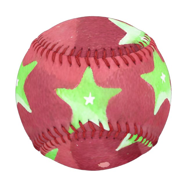 Pelota De Béisbol cielo rojo con estrellas (Reverso)