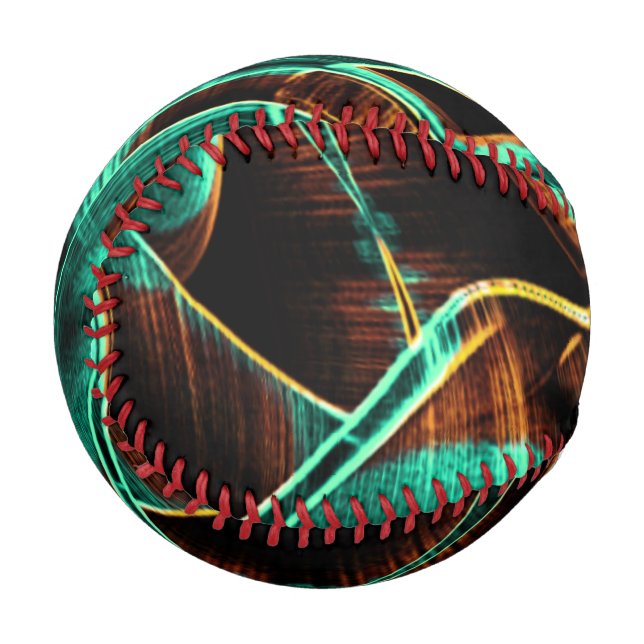 Pelota De Béisbol Cintas demasiado retorcidas, aguamarina y manglare (Reverso derecho)