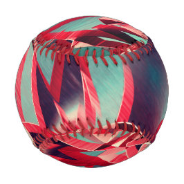 Pelota De Béisbol Cintas rojas curvadas sobre gris azulado, con llov