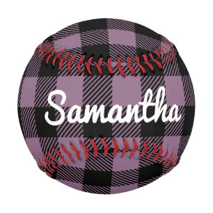 Pelota De Béisbol Classic Purple Buffalo Check Plaid Personalizado