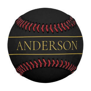 Pelota De Béisbol Classy Personalizable Gold Text & Lines