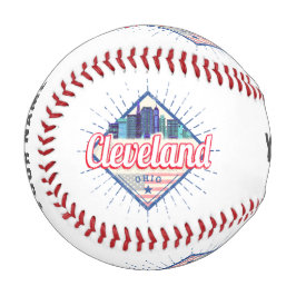 Pelota De Béisbol Cleveland Ohio Estados Unidos Skyline Vintage