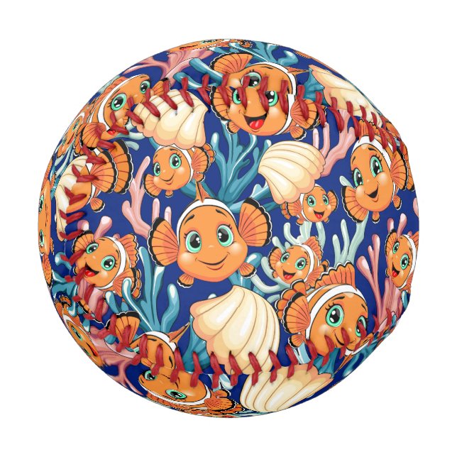 Pelota De Béisbol Clown fish Cartoon cute Family Underwater (Anverso izquierdo)