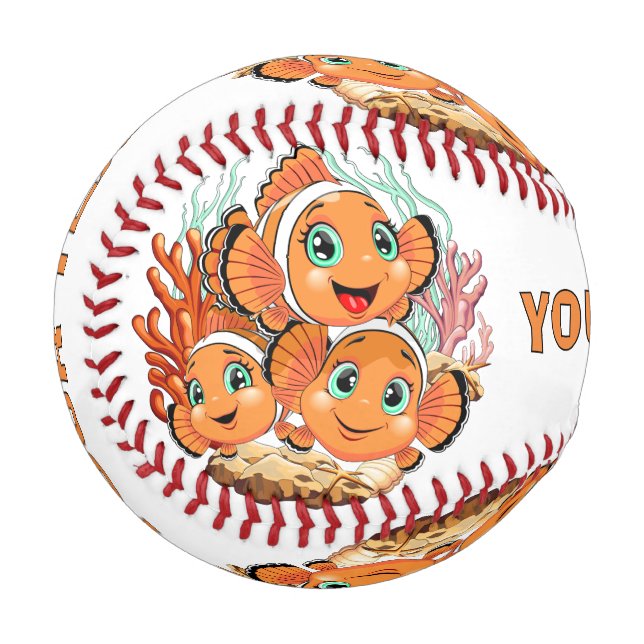 Pelota De Béisbol Clown fish Cartoon cute Family Underwater (Anverso izquierdo)