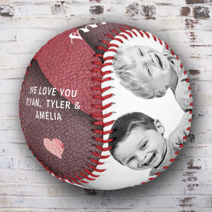 Pelota De Béisbol Colage de fotos de Familia 2 Impresión en cuero Dí