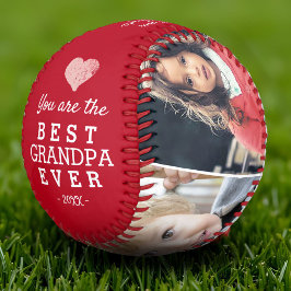 Pelota De Béisbol Colage de fotos del corazón del mejor abuelo jamás