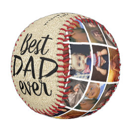 Pelota De Béisbol Colaje de 6 Fotos de Madera Rústica Mejor Papá del
