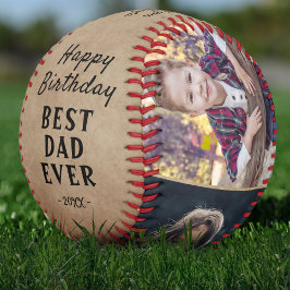 Pelota De Béisbol Collage de fotos Rustic Happy Birthday Best Dad 3