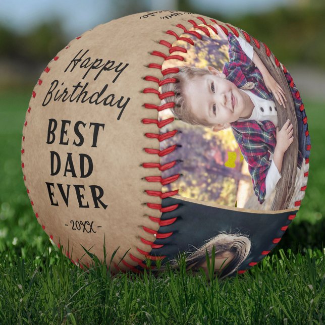 Pelota De Béisbol Collage de fotos Rustic Happy Birthday Best Dad 3 (Subido por el creador)
