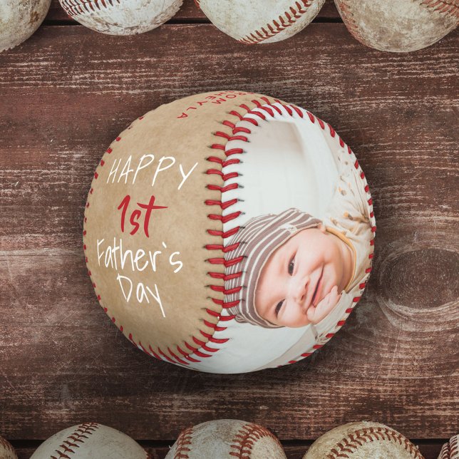 Pelota De Béisbol Collage de fotos Rústico del Primer Día del Padre  (Subido por el creador)
