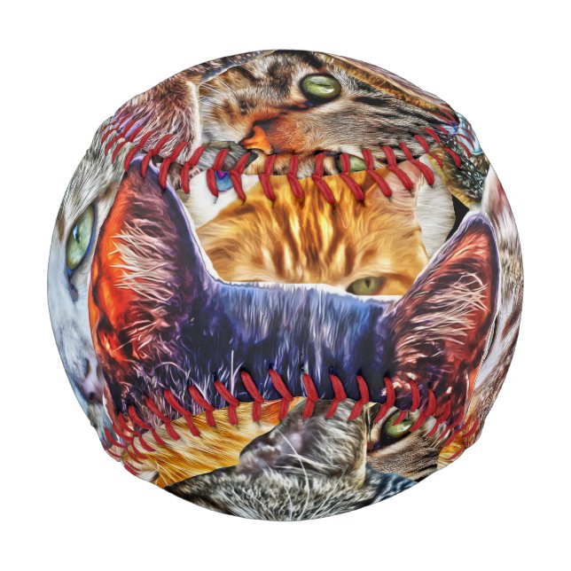 Pelota De Béisbol Collage de gato colorido (Anverso)