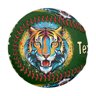 Pelota De Béisbol Colores de arcoíris de cabeza de tigre pintan manc