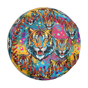 Pelota De Béisbol Colores de arcoíris de cabeza de tigre pintan manc