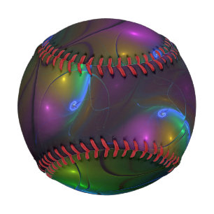 Pelota De Béisbol Colorful Luminous Abstract Modern Trippy Fractal