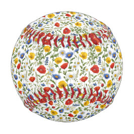 Pelota De Béisbol Colorido Patrón de Flor Silvestre Bonito Naturalez