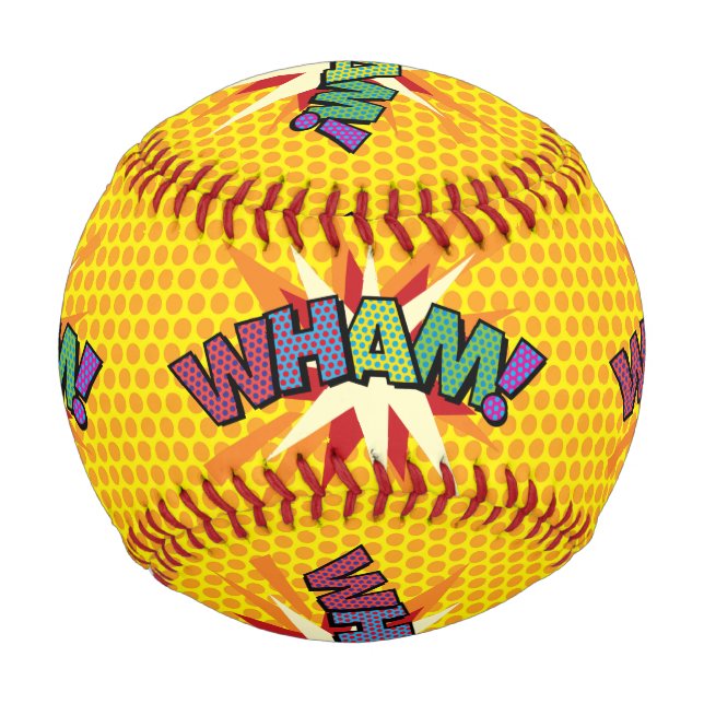 Pelota De Béisbol ¡Cómic Book Pop Art WHAM! (Anverso)