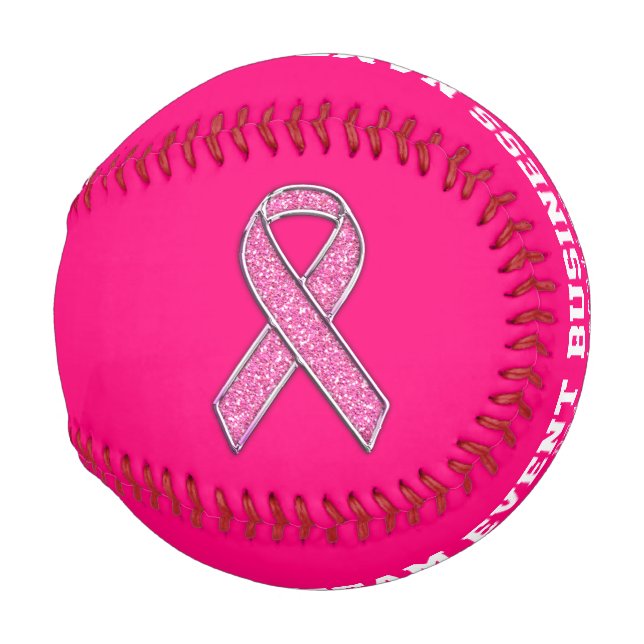 Pelota De Béisbol Conciencia personalizada de cromo como cinta rosa (Reverso Izquierdo)