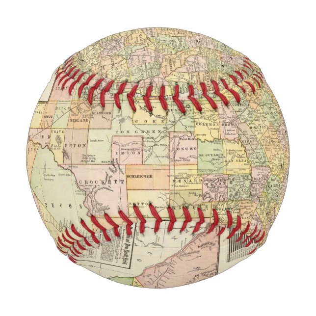 Pelota De Béisbol Condado de Gran Escala y Mapa Ferroviario de Texas (Anverso)