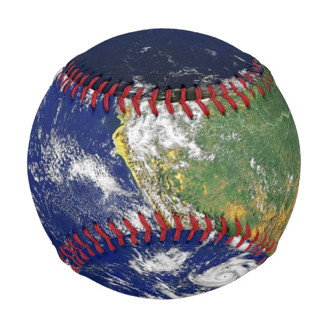 Pelota De Béisbol Continentes terrestres y océanos globo verde azul (Anverso)