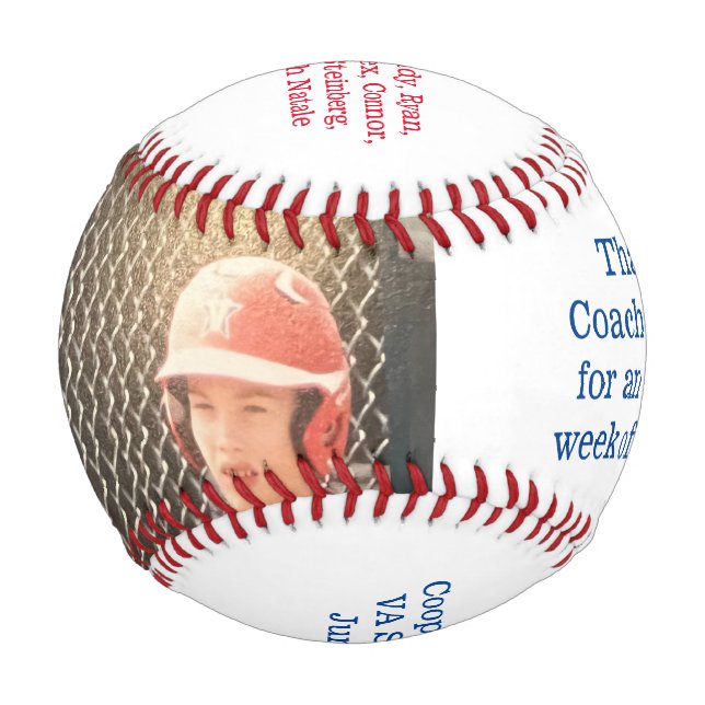 Pelota De Béisbol Cooperstown NY Coach's Gift Photo Team (Anverso)