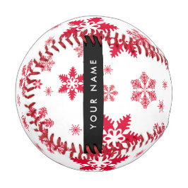 Pelota De Béisbol Copos de nieve rojos, tu nombre, personaliza
