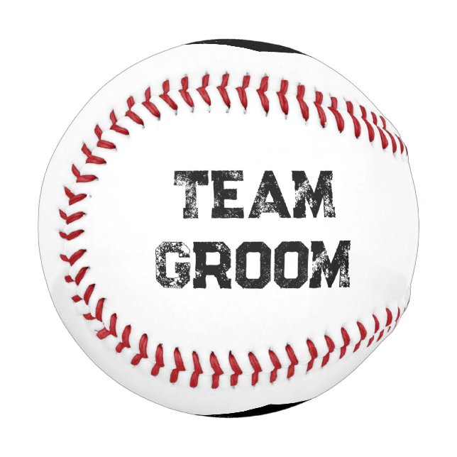 Pelota De Béisbol Corazón negro personalizado de Team Groom (Reverso derecho)