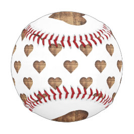 Pelota De Béisbol Corazones de madera marrón rústica simétricos gran