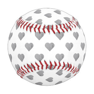 Pelota De Béisbol Corazones gris de hormigón simétricos pequeños en