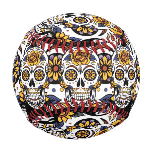 Pelota De Béisbol Cráneo de azúcar rosa amarillo
