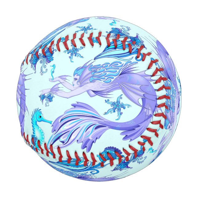 Pelota De Béisbol Creatividad de hadas púrpura de Sirena (Reverso Izquierdo)